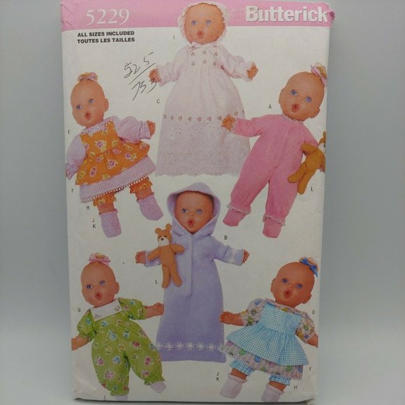 Butterick Other Butterick 5229 Doll Clothes All Sizes Uncut Sewing